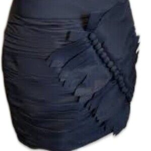 Downeast basics navy blue polyester ruched skirt with button detail - 6
